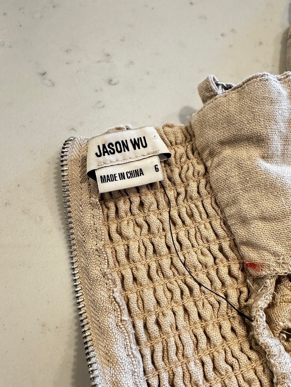 Jason Wu Tan Eyelet Linen Crop Top Size 6 - Picture 3 of 4